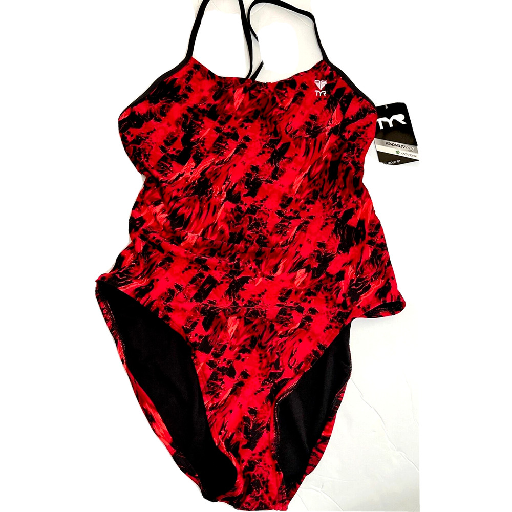 TYR Red and Black One-Piece Swimsuit